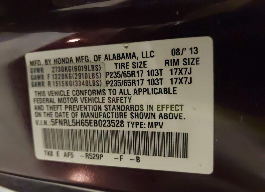 Photo 9 of 2014 Honda Odyssey EX-L (VIN 5FNRL5H65EB023528)