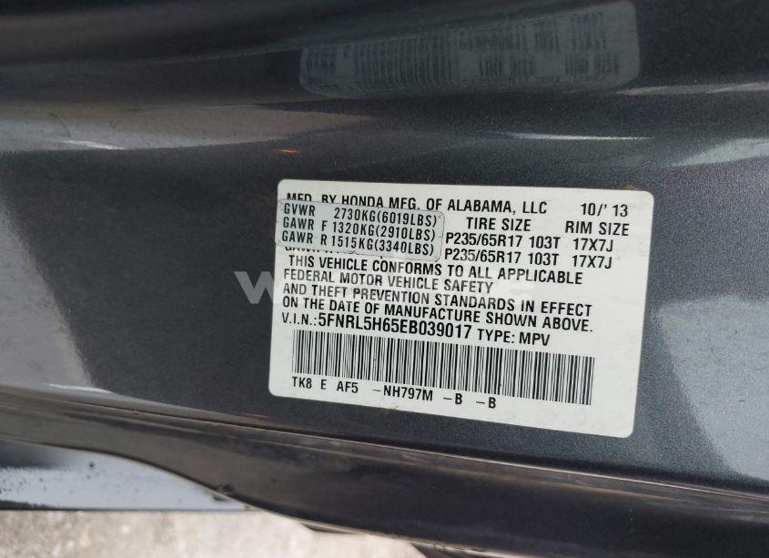 Photo 9 of 2014 Honda Odyssey EX-L (VIN 5FNRL5H65EB039017)