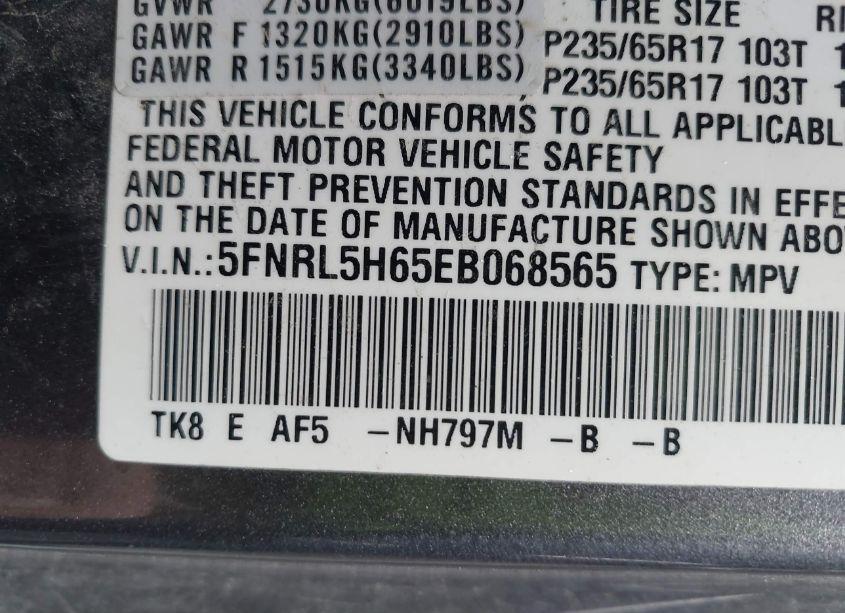Photo 9 of 2014 Honda Odyssey EX-L (VIN 5FNRL5H65EB068565)