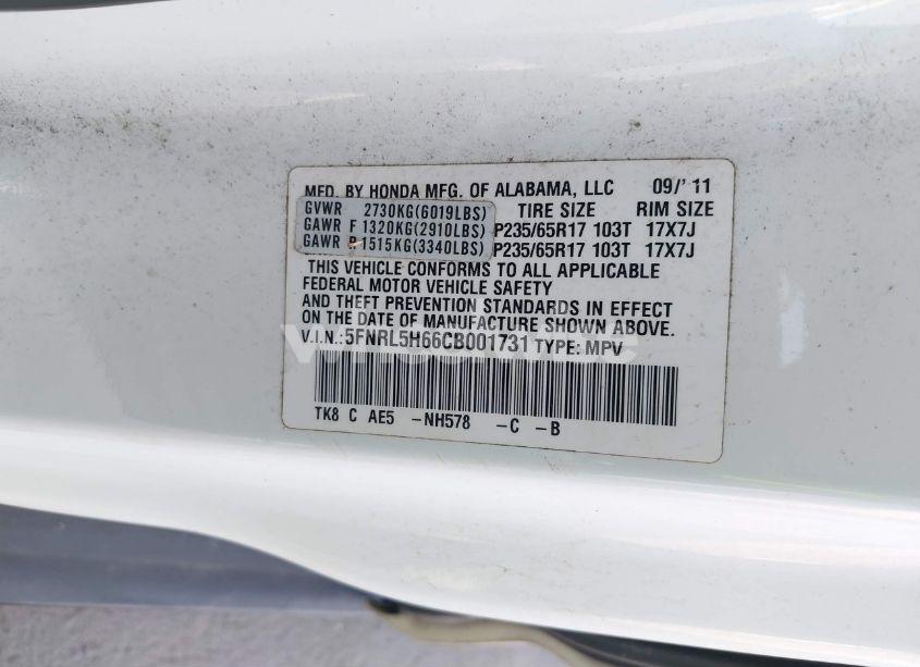 Photo 9 of 2012 Honda Odyssey EX-L (VIN 5FNRL5H66CB001731)