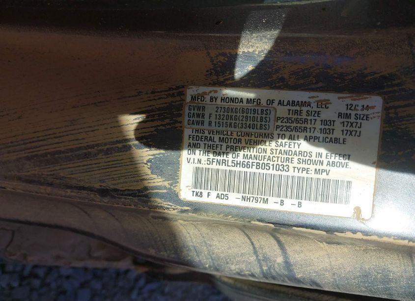 Photo 9 of 2015 Honda Odyssey EX-L (VIN 5FNRL5H66FB051033)