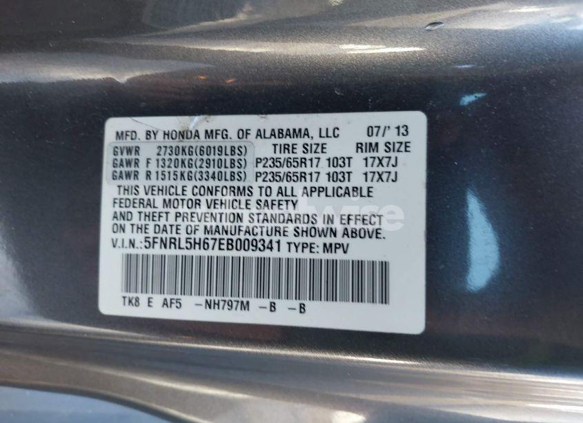 Photo 9 of 2014 Honda Odyssey EX-L (VIN 5FNRL5H67EB009341)