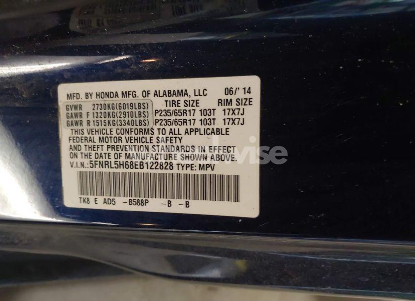 Photo 9 of 2014 Honda Odyssey EX-L (VIN 5FNRL5H68EB122828)