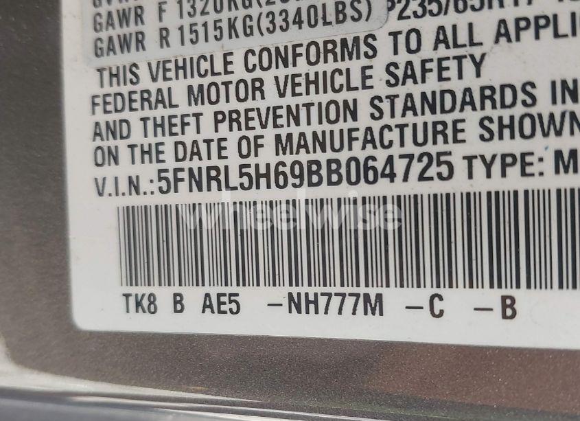 Photo 9 of 2011 Honda Odyssey EX-L (VIN 5FNRL5H69BB064725)