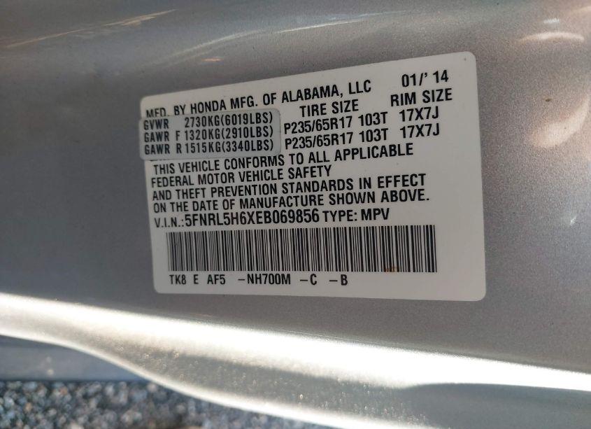 Photo 9 of 2014 Honda Odyssey EX-L (VIN 5FNRL5H6XEB069856)