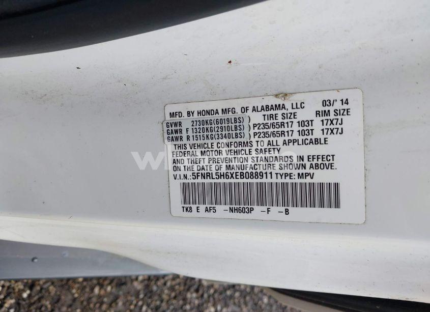 Photo 9 of 2014 Honda Odyssey EXL (VIN 5FNRL5H6XEB088911)