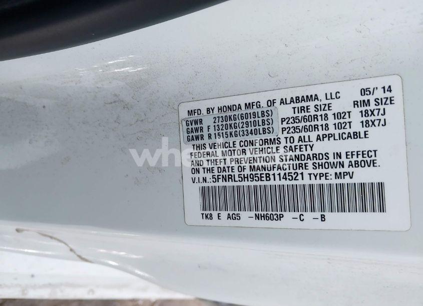 Photo 9 of 2014 Honda Odyssey TOURING/TOURING ELITE (VIN 5FNRL5H95EB114521)