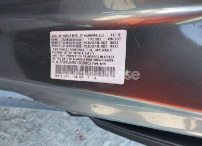 Photo 9 of 2013 Honda Odyssey TOURING/TOURING ELITE (VIN 5FNRL5H97DB026052)