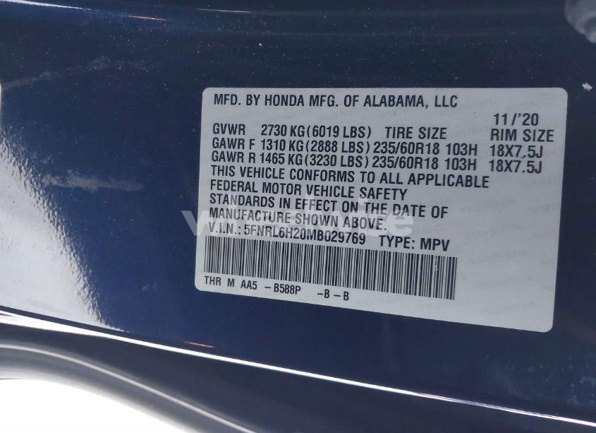 Photo 9 of 2021 Honda Odyssey LX (VIN 5FNRL6H20MB029769)