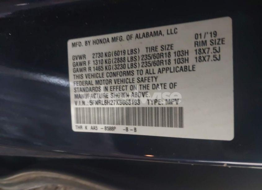 Photo 9 of 2019 Honda Odyssey LX (VIN 5FNRL6H27KB068193)