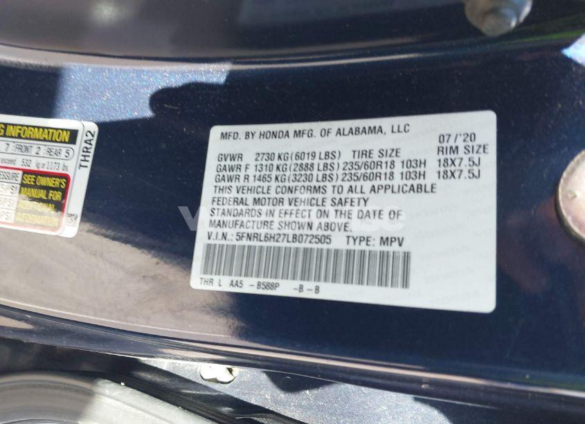 Photo 9 of 2020 Honda Odyssey LX (VIN 5FNRL6H27LB072505)