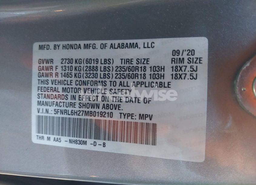 Photo 9 of 2021 Honda Odyssey LX (VIN 5FNRL6H27MB019210)