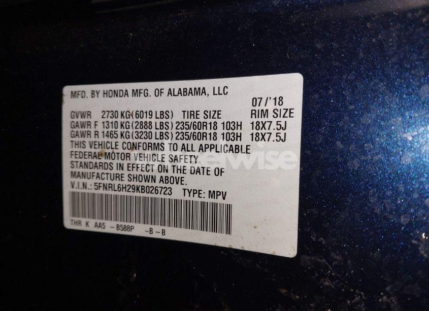 Photo 9 of 2019 Honda Odyssey LX (VIN 5FNRL6H29KB026723)