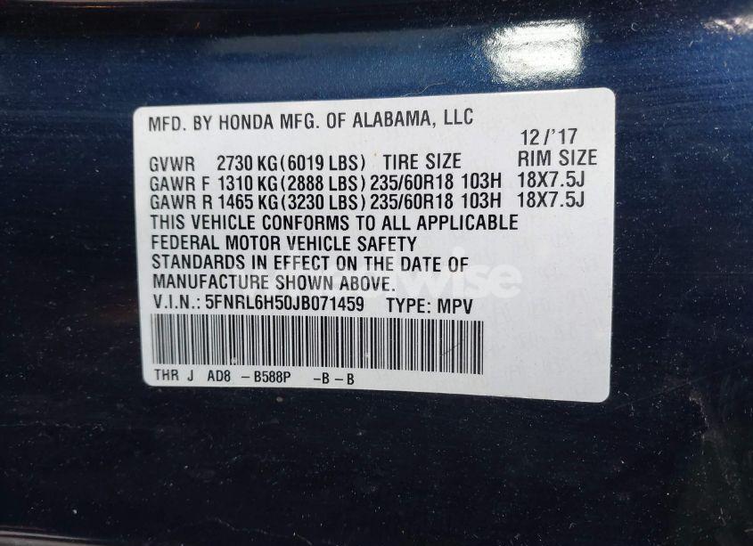 Photo 9 of 2018 Honda Odyssey EX (VIN 5FNRL6H50JB071459)