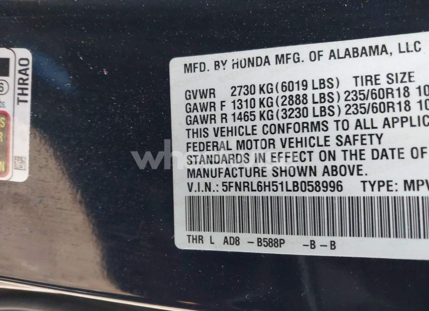Photo 9 of 2020 Honda Odyssey EX (VIN 5FNRL6H51LB058996)