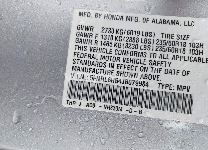 Photo 9 of 2018 Honda Odyssey EX (VIN 5FNRL6H54JB079984)