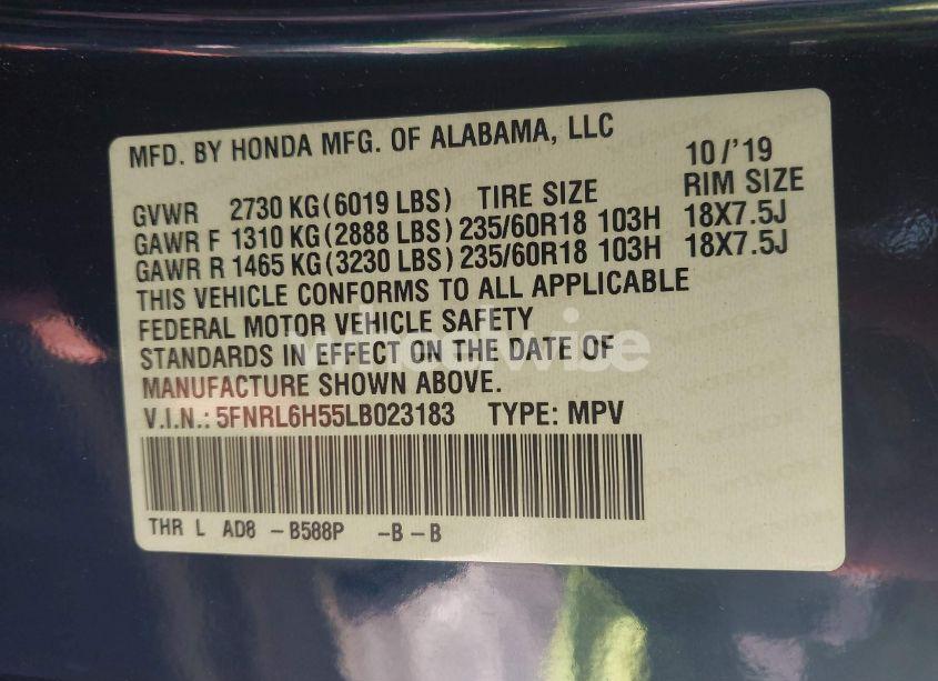 Photo 9 of 2020 Honda Odyssey EX (VIN 5FNRL6H55LB023183)