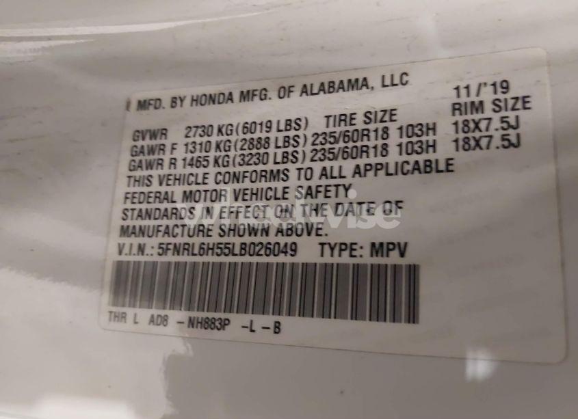 Photo 9 of 2020 Honda Odyssey EX (VIN 5FNRL6H55LB026049)