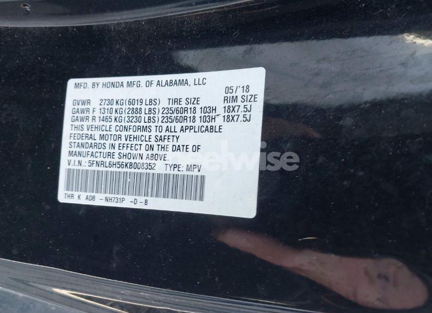 Photo 9 of 2019 Honda Odyssey EX (VIN 5FNRL6H56KB008352)