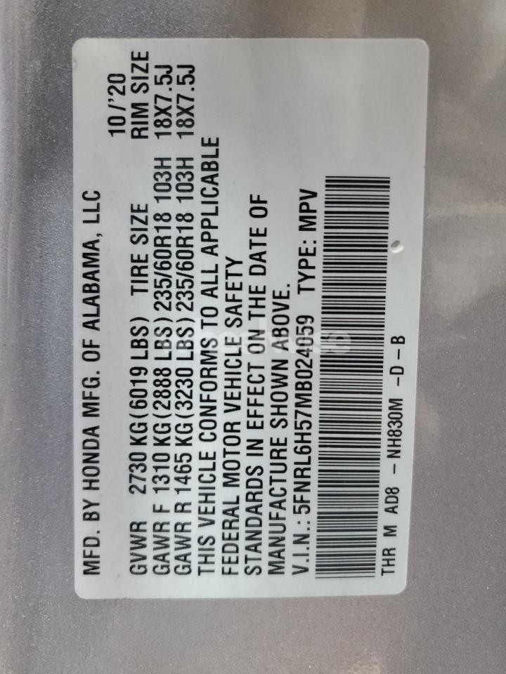 Photo 13 of 2021 HONDA ODYSSEY EX (VIN 5FNRL6H57MB024059)