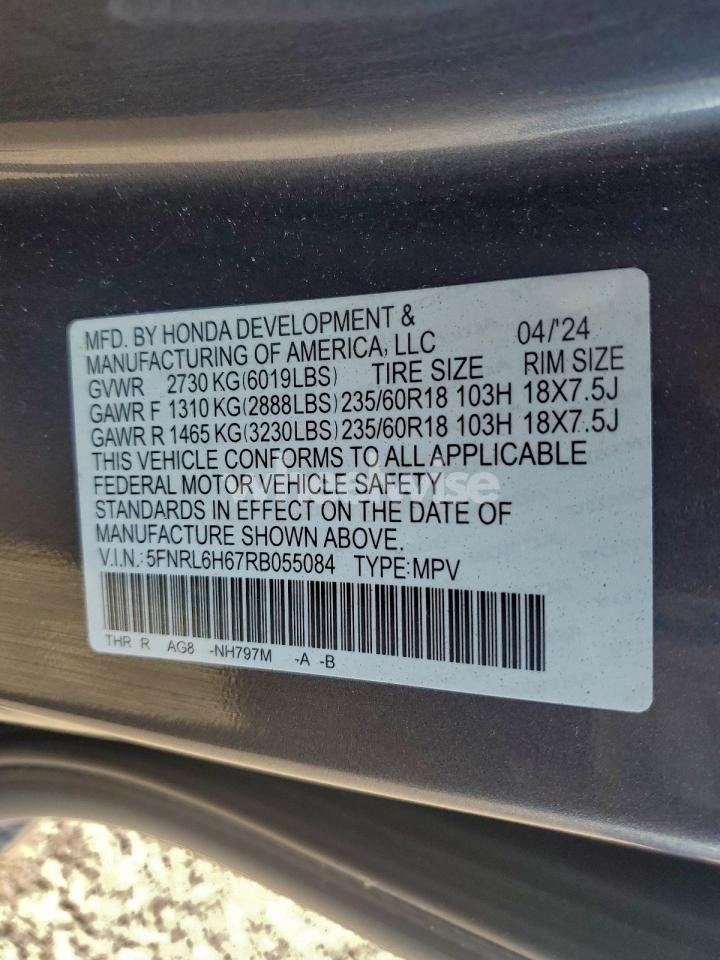 Photo 13 of 2024 HONDA ODYSSEY EXL (VIN 5FNRL6H67RB055084)