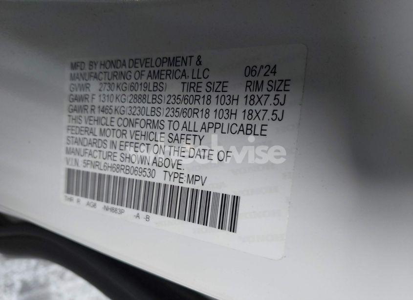 Photo 9 of 2024 Honda Odyssey EX-L (VIN 5FNRL6H68RB069530)