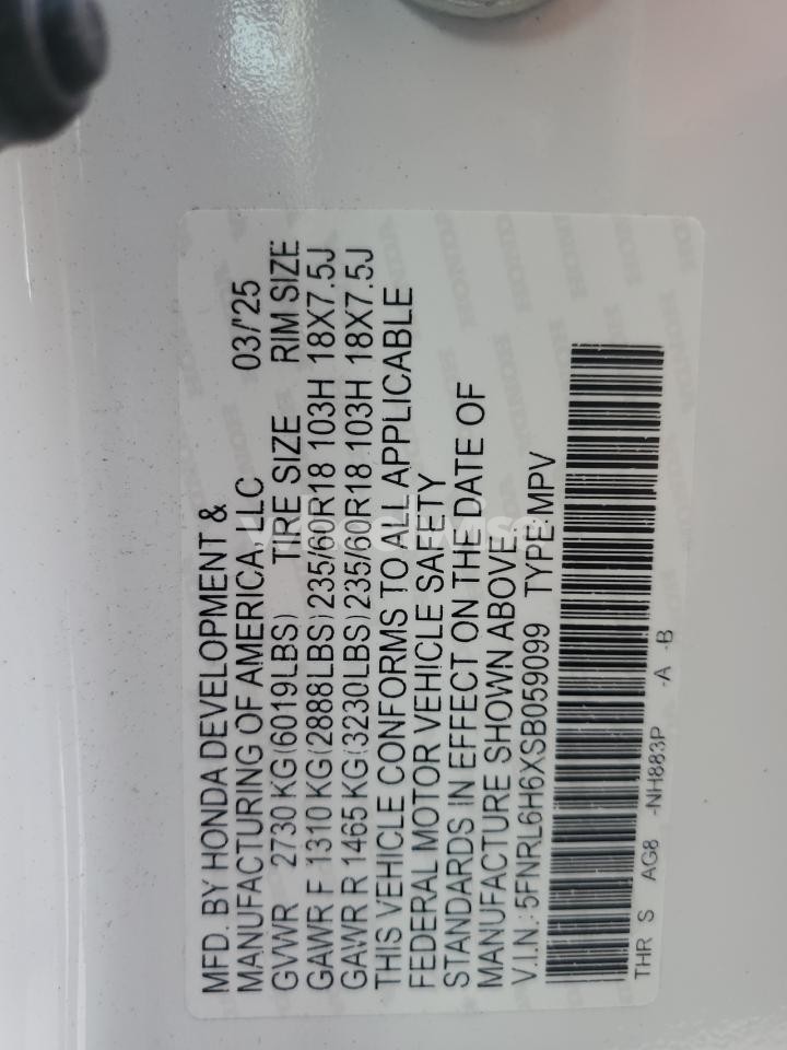 Photo 13 of 2025 HONDA ODYSSEY EXL (VIN 5FNRL6H6XSB059099)