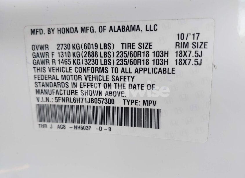 Photo 9 of 2018 Honda Odyssey EX-L (VIN 5FNRL6H71JB057300)