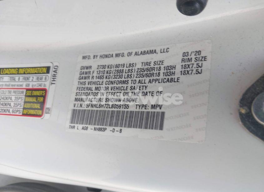 Photo 9 of 2020 Honda Odyssey (VIN 5FNRL6H72LB059155)
