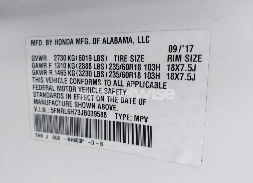 Photo 9 of 2018 Honda Odyssey EX-L (VIN 5FNRL6H73JB039588)