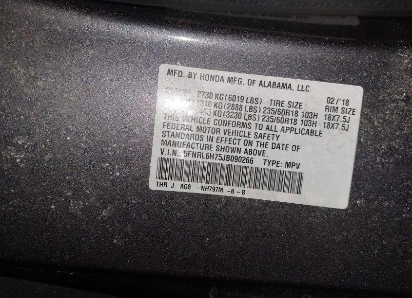 Photo 9 of 2018 Honda Odyssey EX-L (VIN 5FNRL6H75JB090266)