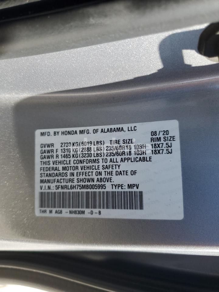 Photo 13 of 2021 HONDA ODYSSEY EXL (VIN 5FNRL6H75MB005995)