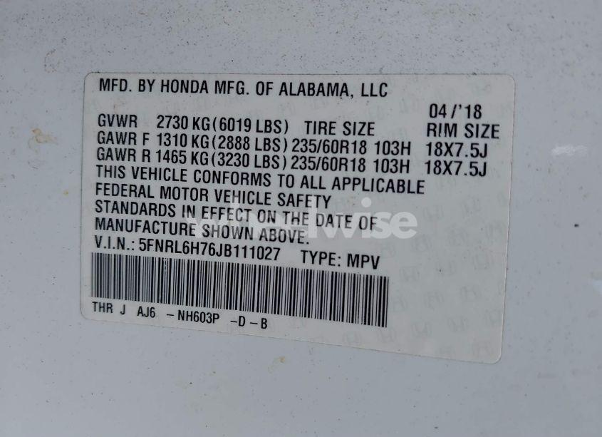 Photo 9 of 2018 Honda Odyssey EX-L (VIN 5FNRL6H76JB111027)