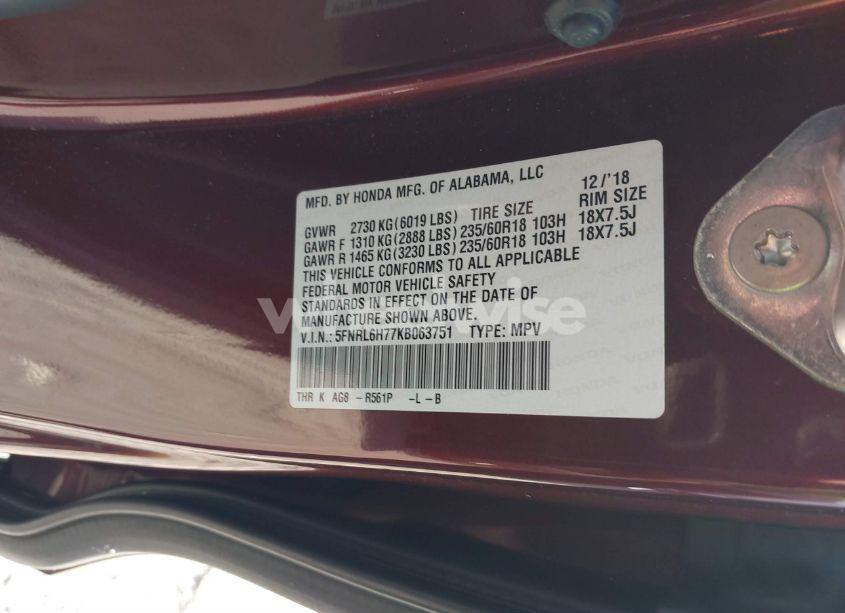 Photo 9 of 2019 Honda Odyssey EX-L (VIN 5FNRL6H77KB063751)