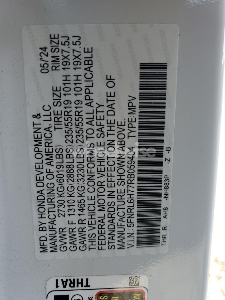 Photo 13 of 2024 HONDA ODYSSEY SPORT (VIN 5FNRL6H77RB059404)