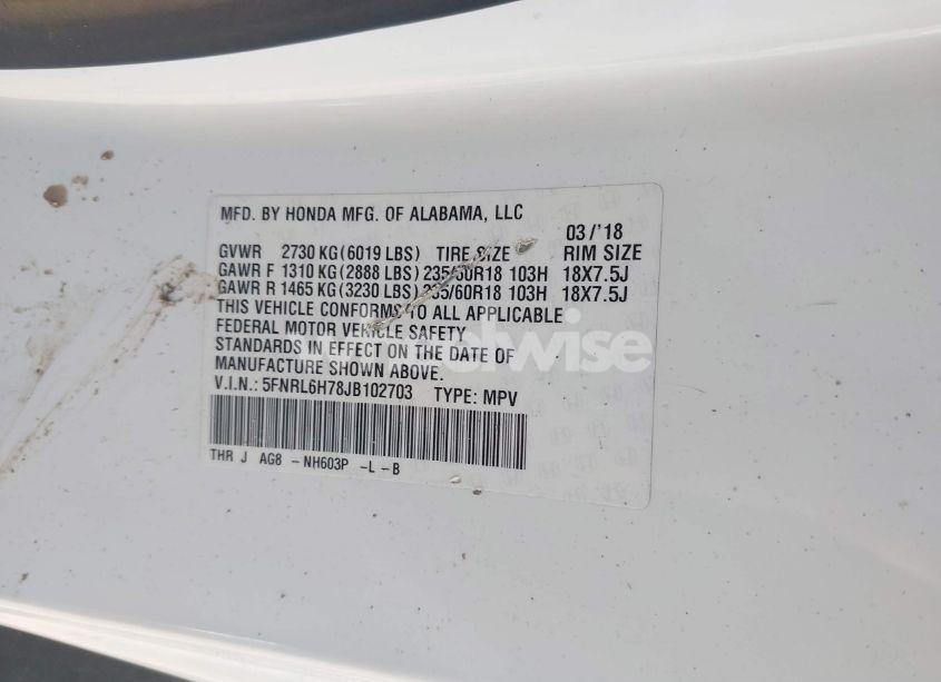 Photo 9 of 2018 Honda Odyssey EX-L (VIN 5FNRL6H78JB102703)