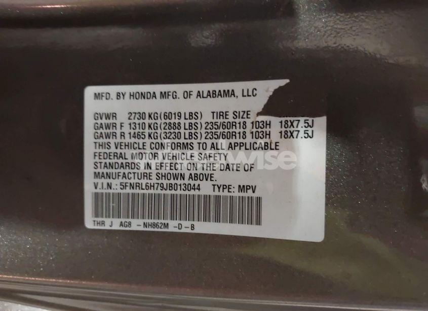 Photo 9 of 2018 Honda Odyssey EX-L (VIN 5FNRL6H79JB013044)