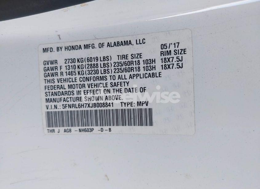 Photo 9 of 2018 Honda Odyssey EX-L (VIN 5FNRL6H7XJB008841)