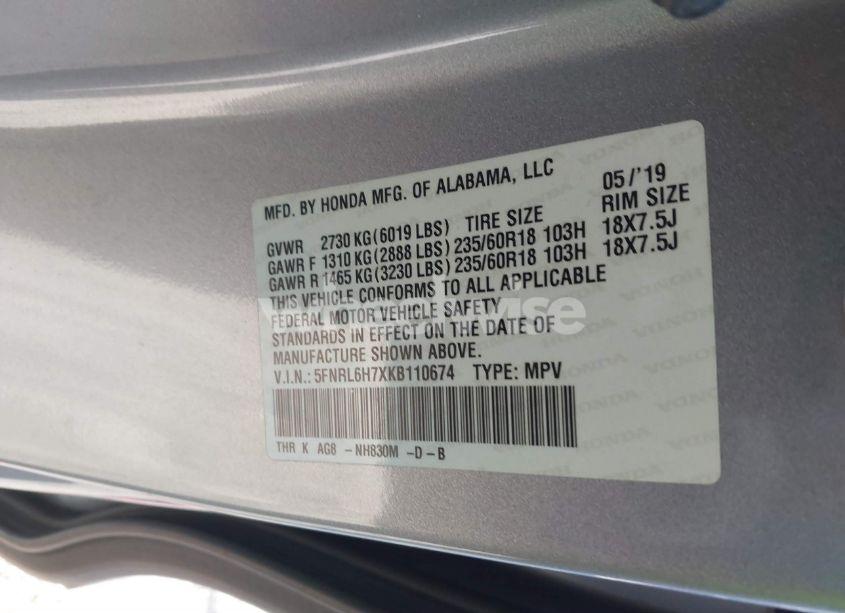 Photo 9 of 2019 Honda Odyssey EX-L (VIN 5FNRL6H7XKB110674)