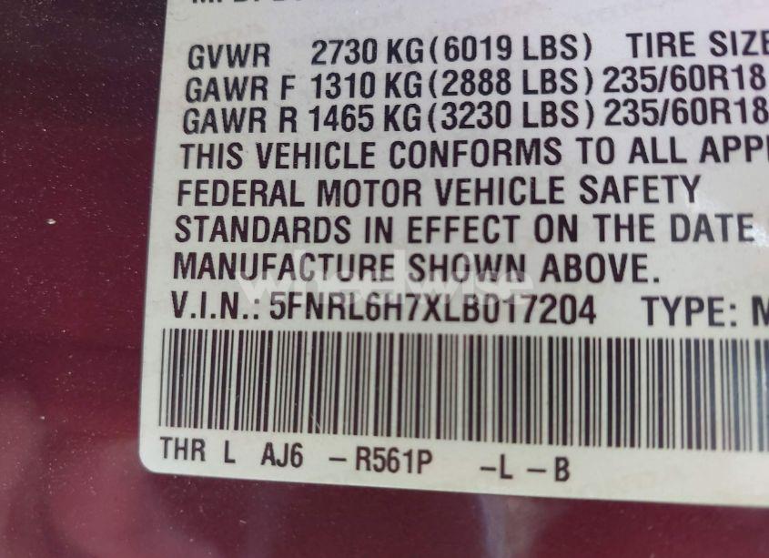 Photo 9 of 2020 Honda Odyssey EX-L/EX-L W/NAVI RES (VIN 5FNRL6H7XLB017204)