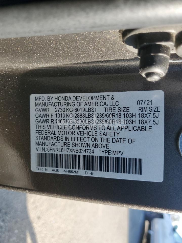 Photo 13 of 2022 HONDA ODYSSEY EXL (VIN 5FNRL6H7XNB034734)