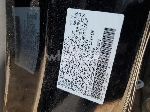 Photo 4 of 2022 HONDA ODYSSEY TOURING (VIN 5FNRL6H83NB066594)