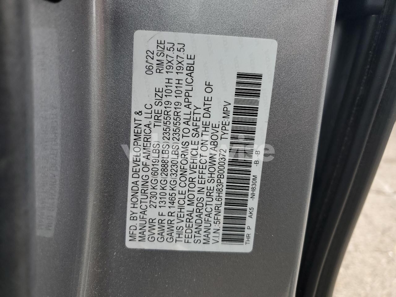 Photo 13 of 2023 HONDA ODYSSEY TOURING (VIN 5FNRL6H83PB000372)