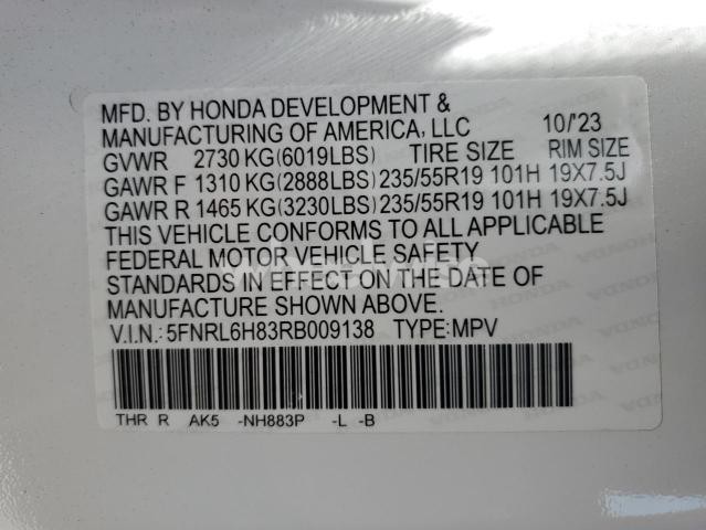 Photo 8 of 2024 HONDA ODYSSEY TOURING (VIN 5FNRL6H83RB009138)
