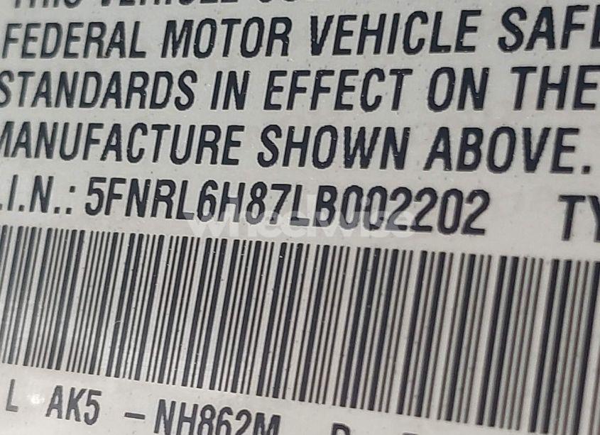 Photo 9 of 2020 Honda Odyssey TOURING (VIN 5FNRL6H87LB002202)