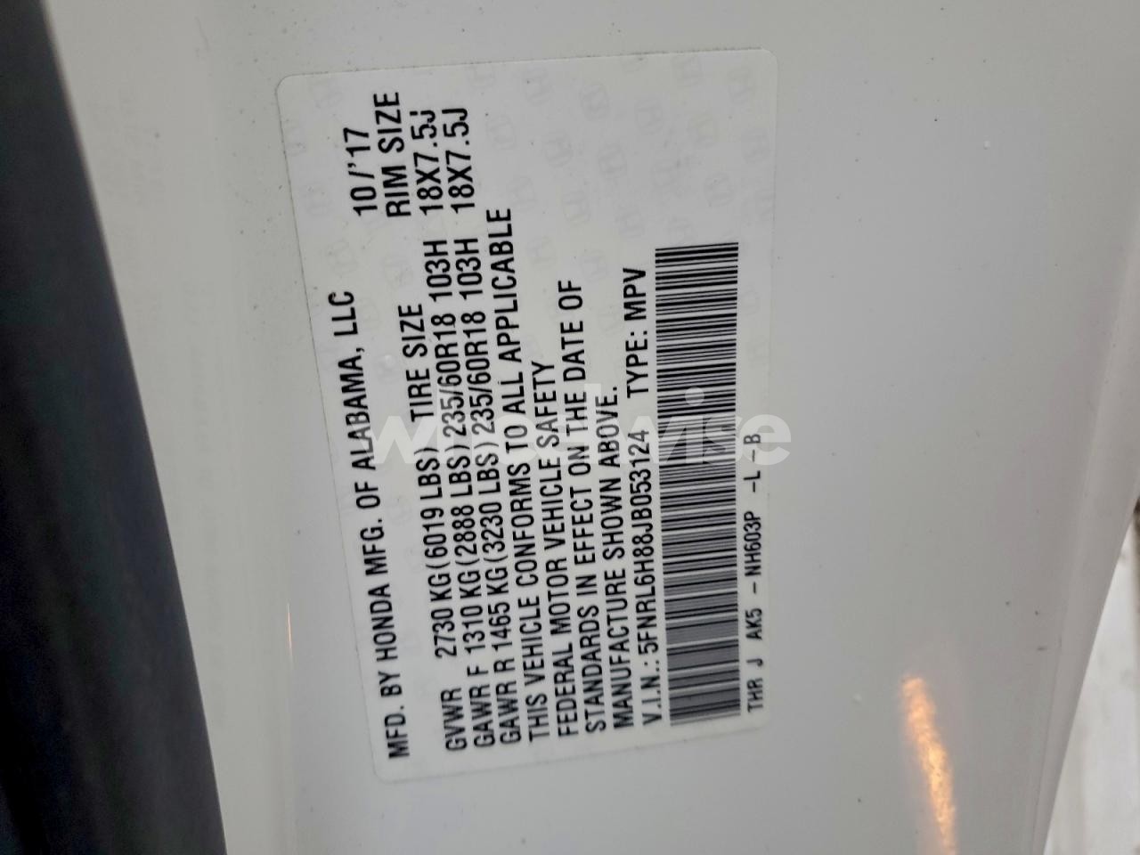 Photo 13 of 2018 HONDA ODYSSEY TOURING (VIN 5FNRL6H88JB053124)