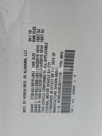 Photo 6 of 2018 HONDA ODYSSEY ELITE (VIN 5FNRL6H93JB111116)