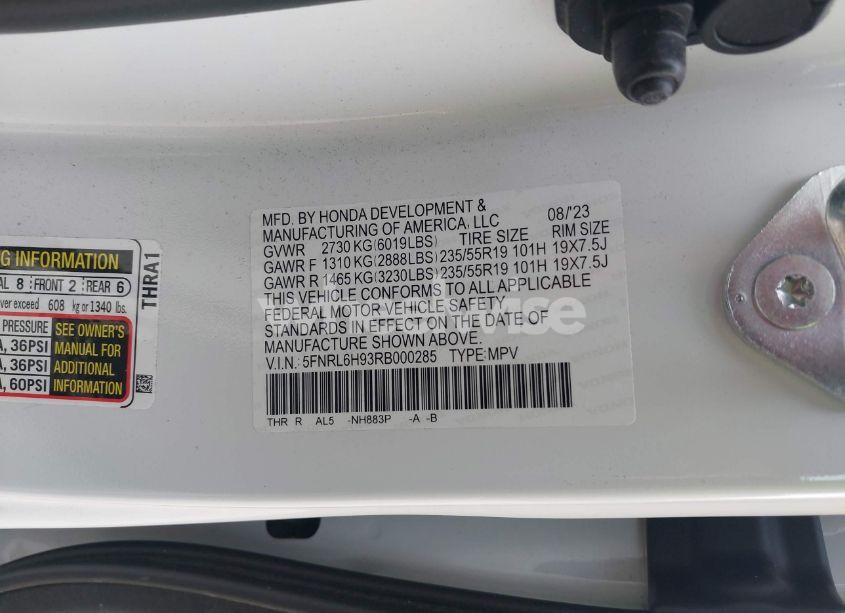 Photo 9 of 2024 Honda Odyssey ELITE (VIN 5FNRL6H93RB000285)