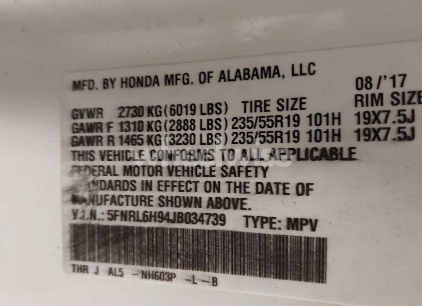 Photo 9 of 2018 Honda Odyssey ELITE (VIN 5FNRL6H94JB034739)