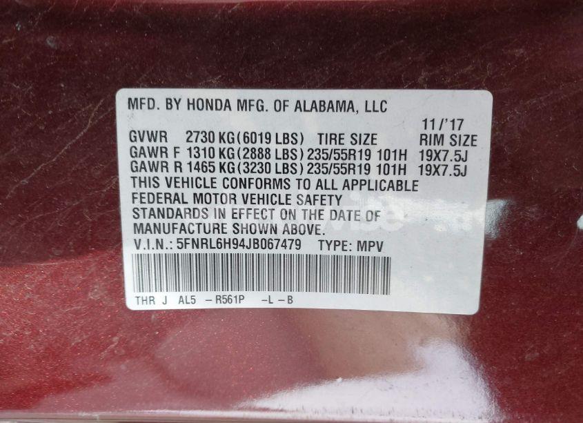 Photo 9 of 2018 Honda Odyssey ELITE (VIN 5FNRL6H94JB067479)